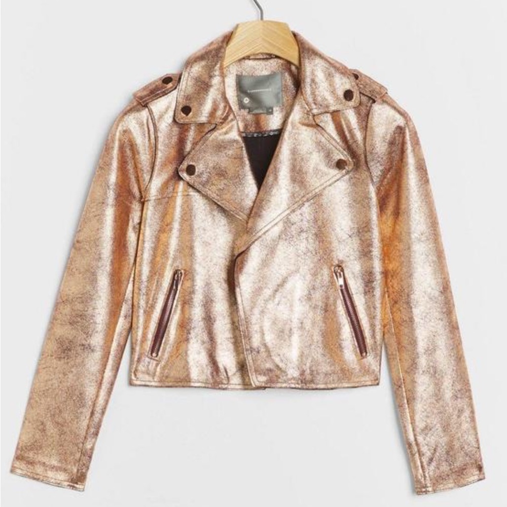 Anthropologie Rose Gold Moto Jacket